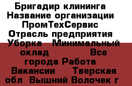 Бригадир клининга › Название организации ­ ПромТехСервис › Отрасль предприятия ­ Уборка › Минимальный оклад ­ 30 000 - Все города Работа » Вакансии   . Тверская обл.,Вышний Волочек г.